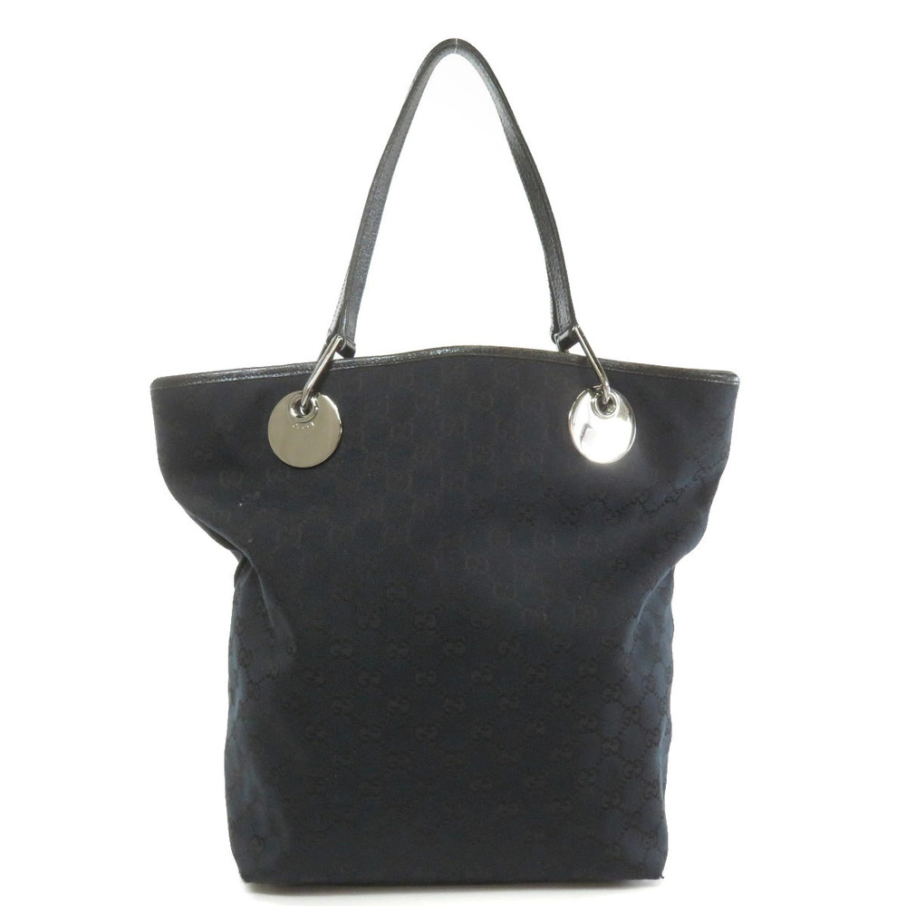 Gucci leather black canvas bag GG tote